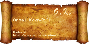 Ormai Kornél névjegykártya